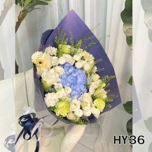 ช่อไฮเดรนเยียฟ้าครีมโทนพรีเมียม