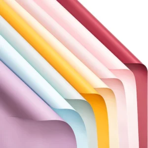 กระดาษห่อช่อดอกไม้กันน้ำ สีพื้นและทูโทน 20 แผ่น สไตล์เกาหลี