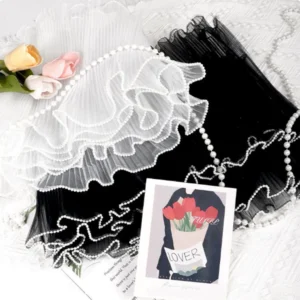 กระดาษห่อช่อดอกไม้ประดับมุก เส้นด้ายลูกไม้ตาข่าย 4 เมตร