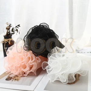 กระดาษห่อช่อดอกไม้ตาข่ายขอบลูกไม้มุก 4 หลา สำหรับงานแต่ง