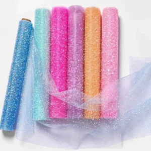 ผ้าตาข่ายจุดหิมะ สำหรับห่อช่อดอกไม้ DIY และงานคราฟต์ เนื้อนุ่มไม่ยับ