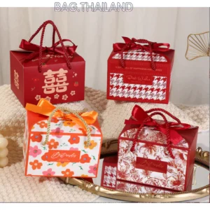 กล่องของขวัญและกล่องขนมกระดาษ พิมพ์ลายดอกไม้ สำหรับของชำร่วย