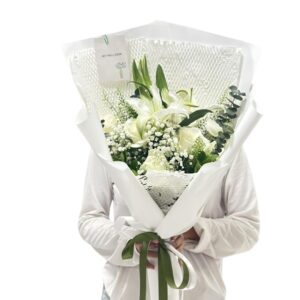 ช่อลิลลี่ขาวโทนคลีนสุภาพ