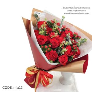 ช่อกุหลาบแดงโทนเข้ม