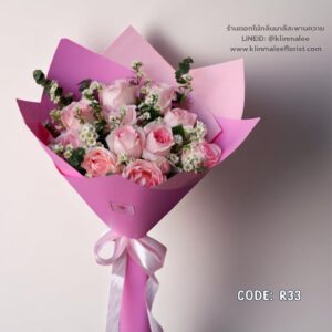 ช่อกุหลาบชมพูโทนหวาน