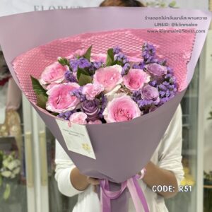 ช่อกุหลาบชมพูม่วงโทนพาสเทล