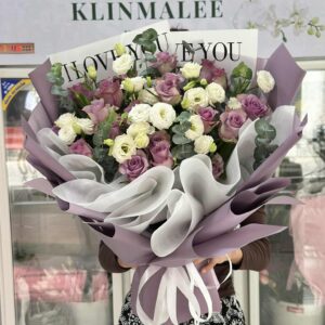 ช่อกุหลาบม่วงพรีเมียมโทนหรู