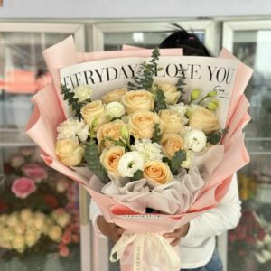 ช่อกุหลาบพีชโทนอุ่น